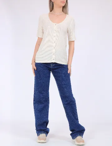 Tricou Pieces, crem