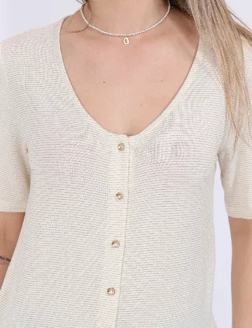 Tricou Pieces, crem