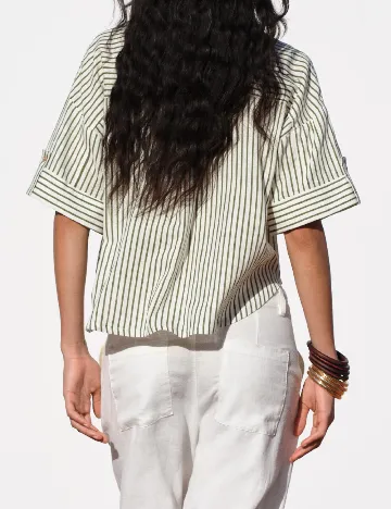 Camasa Zara, alb/verde