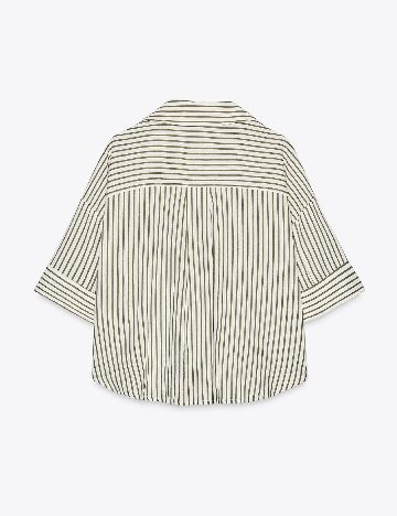 Camasa Zara, alb/verde