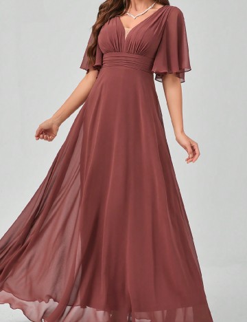 Rochie lunga UNITHORSE, roz pudra inchis