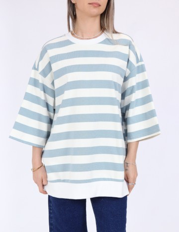 Bluza Oversize Only, alb/albastru
