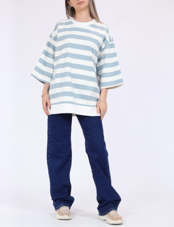 Bluza Oversize Only, alb/albastru