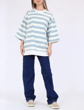 Bluza Oversize Only, alb/albastru