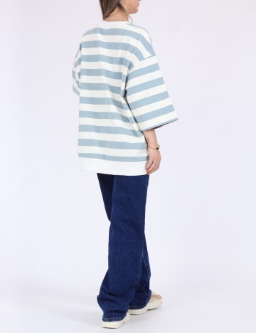 Bluza Oversize Only, alb/albastru