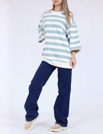 Bluza Oversize Only, alb/albastru