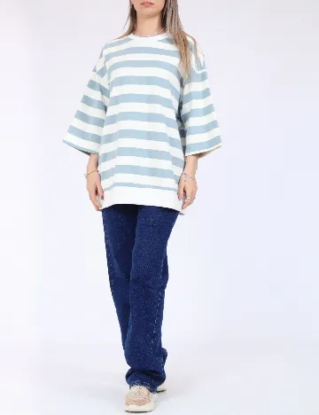 Bluza Oversize Only, alb/albastru