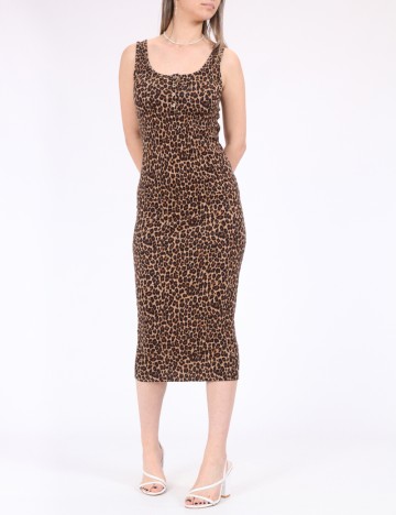 Rochie medie Pieces, animal print