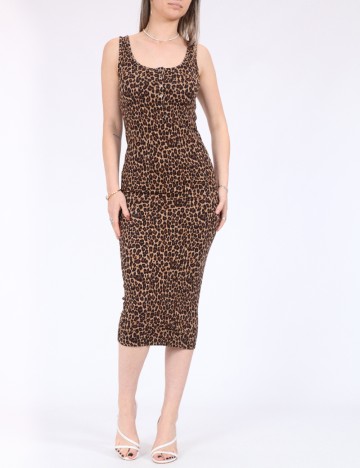 Rochie medie Pieces, animal print