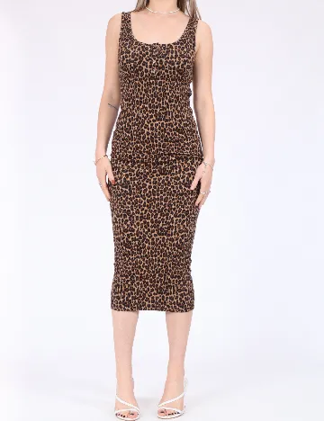 Rochie medie Pieces, animal print