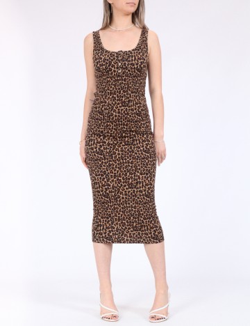 Rochie medie Pieces, animal print