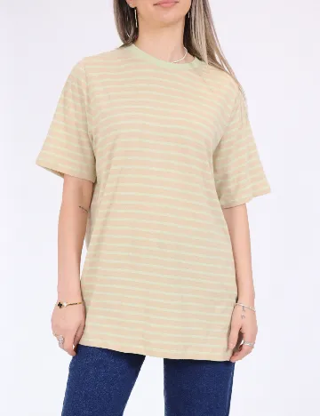 Tricou Pieces, crem/verde