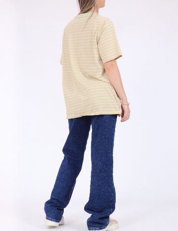 Tricou Pieces, crem/verde