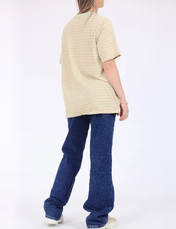 Tricou Pieces, crem/verde