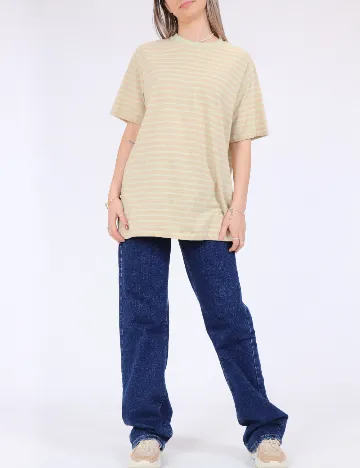 Tricou Pieces, crem/verde