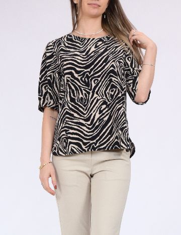 Bluza Pieces, negru/crem