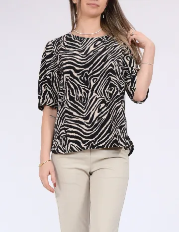 Bluza Pieces, negru/crem