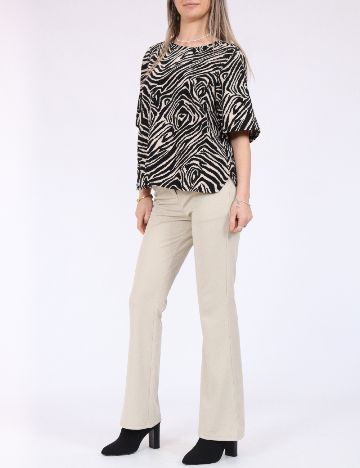 Bluza Pieces, negru/crem