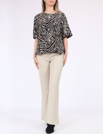 Bluza Pieces, negru/crem