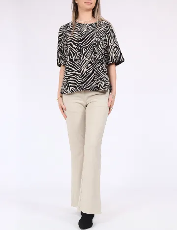Bluza Pieces, negru/crem
