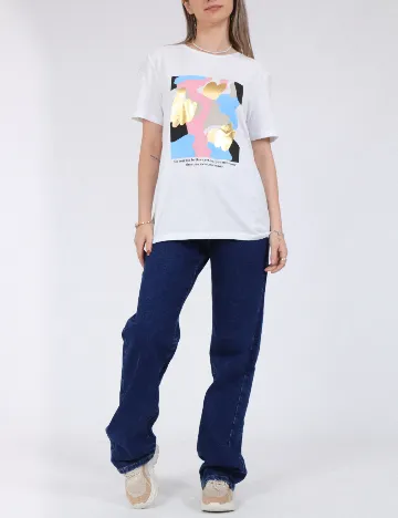 Tricou Pieces, alb