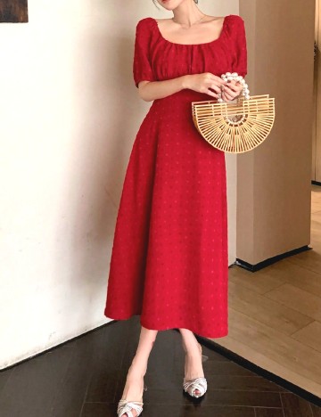 Rochie medie Dazy, rosu
