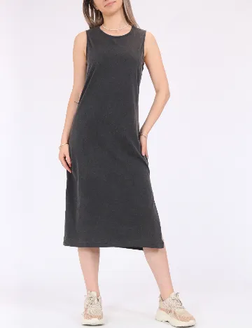 Rochie medie Pieces, gri inchis