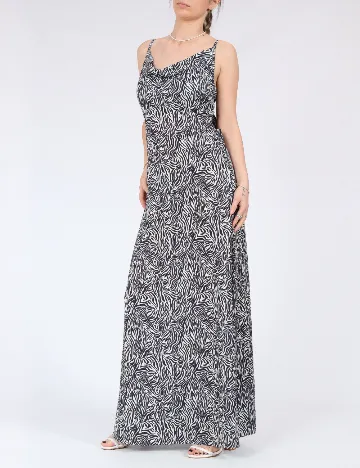 Rochie lunga Only, alb/negru