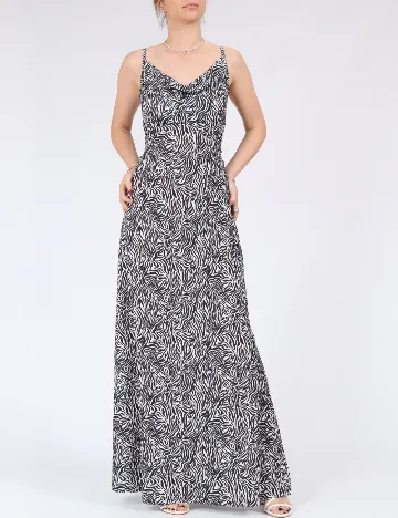 Rochie lunga Only, alb/negru