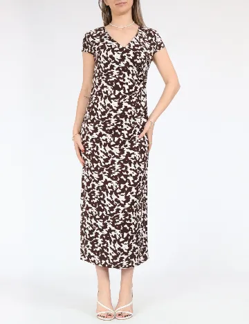 Rochie medie Only, maro/alb