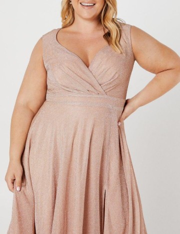 Rochie lunga Coast Plus Size, roz pudra inchis