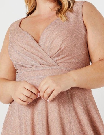 Rochie lunga Coast Plus Size, roz pudra inchis