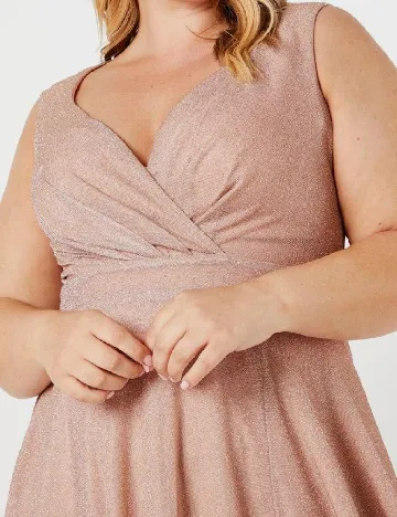 Rochie lunga Coast Plus Size, roz pudra inchis