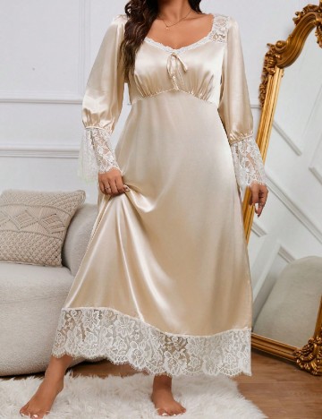 Rochie de noapte SHEIN CURVE, crem