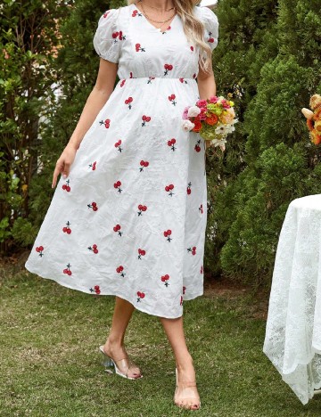 Rochie medie SHEIN Maternity, alb