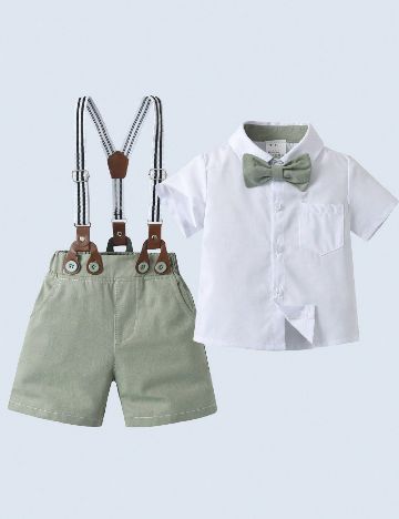 Compleu Shein Kids, alb/verde