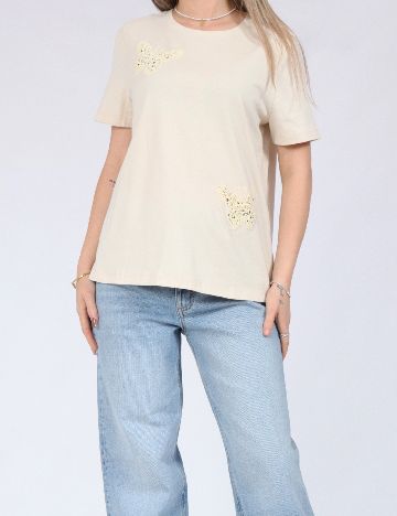 Tricou Vero Moda, crem