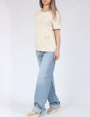 Tricou Vero Moda, crem