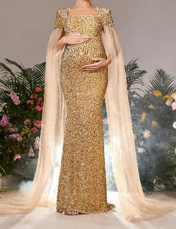 Rochie lunga Dress Alisa Maternity, auriu