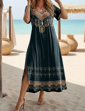 Rochie lunga SHEIN CURVE, verde