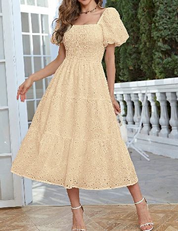 Rochie medie Simplee, crem