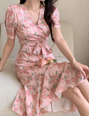 Rochie medie Dazy, roz