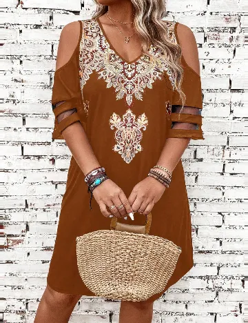 Rochie scurta SHEIN CURVE, maro