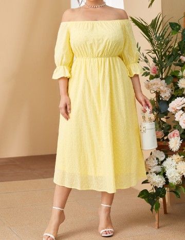 Rochie medie SHEIN CURVE, galben