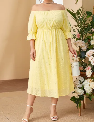 Rochie medie SHEIN CURVE, galben