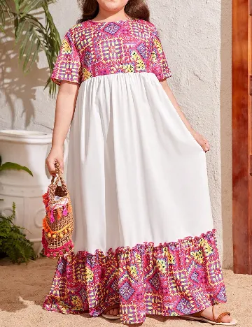 Rochie lunga Shein Kids, alb