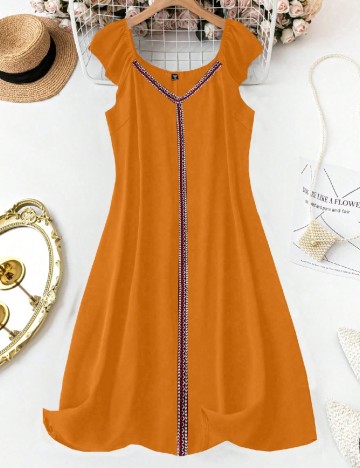 Rochie medie SHEIN CURVE, portocaliu