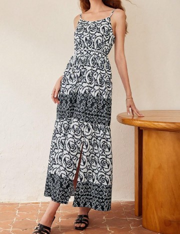 Rochie medie MOTF, alb/negru