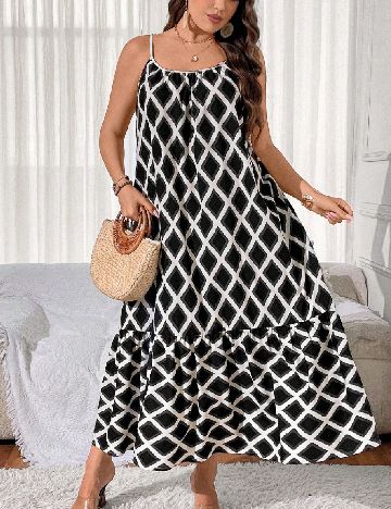 Rochie medie SHEIN CURVE, alb/negru