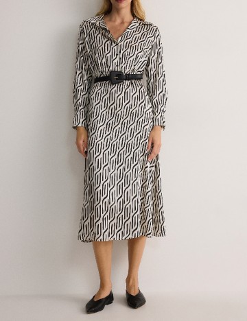 Rochie medie Reserved, alb/negru